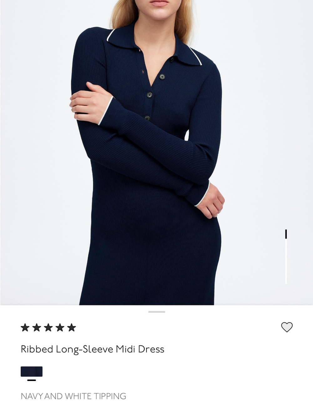 Ribbed Long-Sleeved Midi Dress